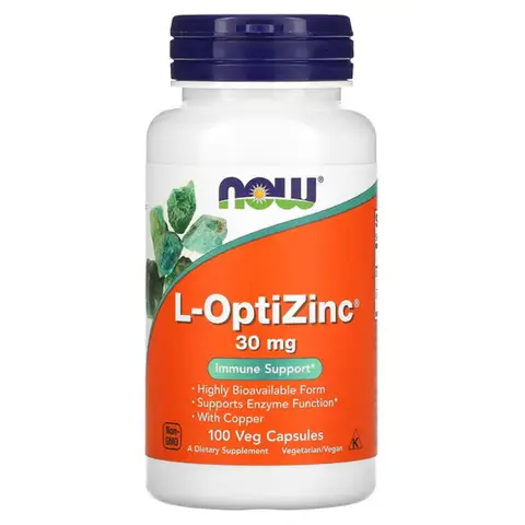NOW Foods L OptiZinc Capsules 30 mg Vegan - 100 Capsules