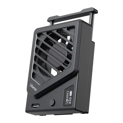 ULANZI New Model Camera Cooling Fan Black, 72mm, Mini Intelligent Cooling Fan, Real-time Monitoring, Type-C Charging, Compatible with Sony Canon FUJIFILM Nikon Cameras
