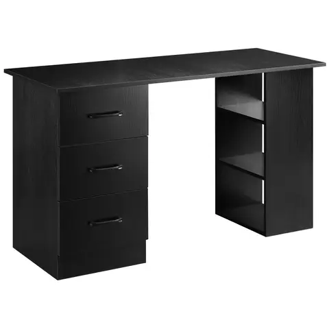 HOMCOM Desk 3 Drawers Storage Shelves Black
