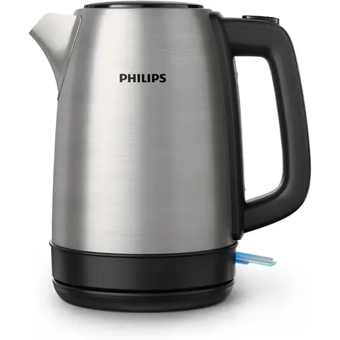 Philips Daily Collection Wasserkocher, Metall, Federdeckel, Leuchtanzeige, 1,7 L, Silber (HD9350/92)