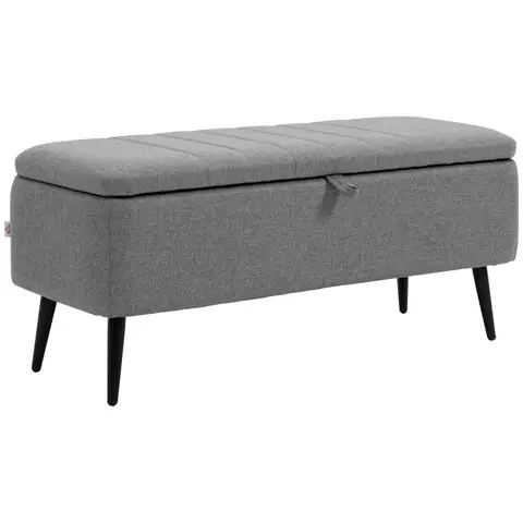 HOMCOM Ottoman Storage Panelled Grey/Black