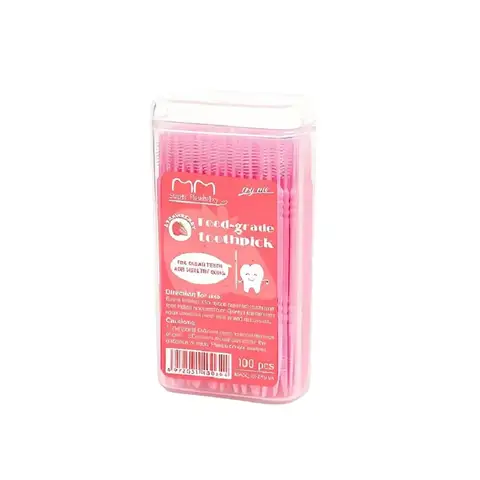 Huacan Fruit flavored plastic toothpicks, disposable double headed toothpicks, 100pcs