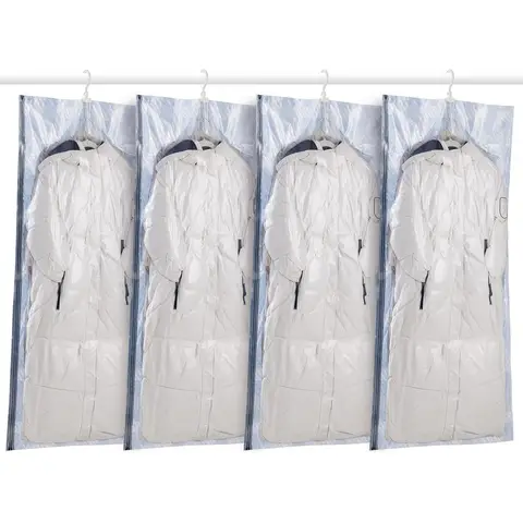 TAILI Hanging Vacuum Storage Sealer Space Saver Bags for Clothes, Suits, Coats or Jackets, Closet Organizer, 4 Pack Jumbo Blue