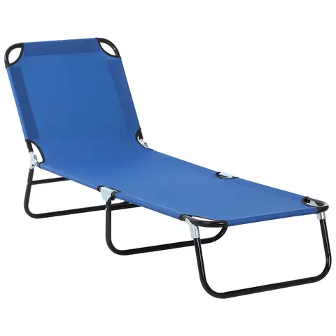 Outsunny Foldable Sun Lounger with 5-Position Adjustable Backrest, Outdoor Portable Recliner Chaise Lounge Chair with Breatha