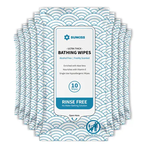 SUNKISS TrustPlus Bathing Wipes with Aloe, Extra Thick 8"x12" Body Cleansing Wipes for Adults Sensitive Skin, Camping, Travelling, Gym, Caring, 40 Count