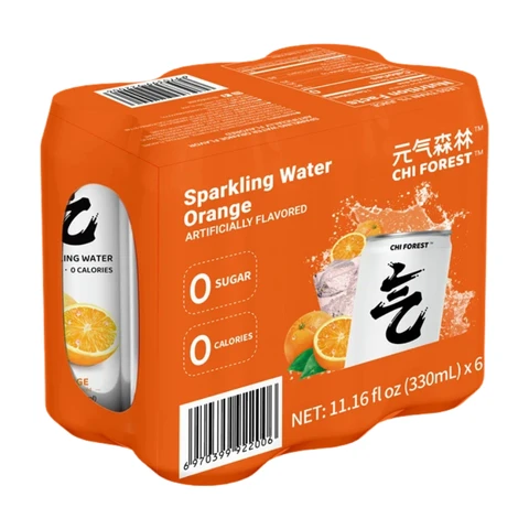 Genki Forest Eau pétillante saveur mandarine 330 ml x 6