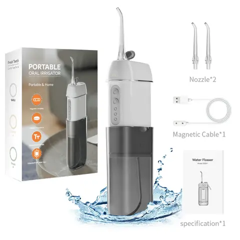 Rushi R-B41 Electric Water Flosser, IPX7 Waterproof, Three Modes, High-Frequency Pulse, Magnetic Charging,White
