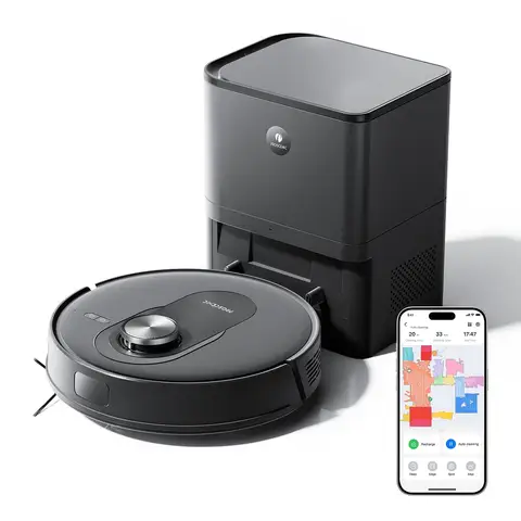 Proscenic Q8 Max Robot Vacuum Cleaner With Mop and Self-Empty Station, 5000Pa Suction, Lidar Navigation Home Mapping, 200 Min Run, Self-Charging, WiFi APP Customized Cleaning for Floor, Carpet, Hair