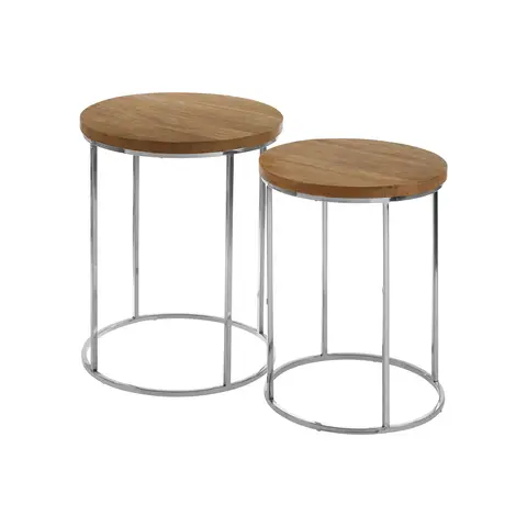 Interiors by Premier Side Tables Agra Round Mango Wood/Iron 2pcs