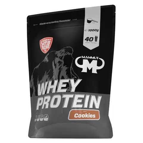 Mammut Nutrition Whey Protein Pulver Cookies – 1kg – 27g Protein pro Portion – Eiweißpulver mit hohem BCAA-Anteil – Perfekte Löslichkeit in Wasser & Milch – Ideale Zwischenmahlzeit