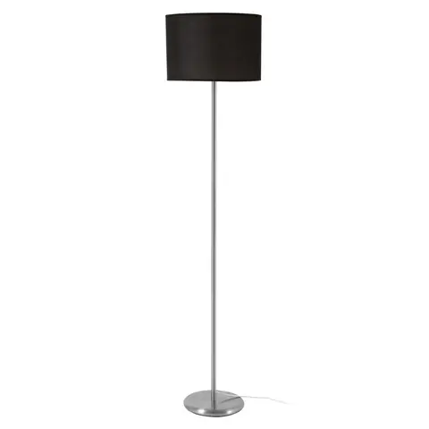 Premier Housewares Stehlampe aus schwarzem Chrom mit geprägtem Stoffkuppelschirm, modern, polierter Chromfuß