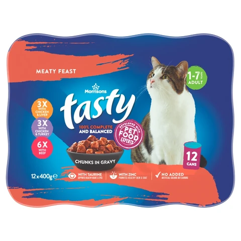 Morrisons Tasty Chunks in Gravy Meaty Feast Adult 1-7 Years 12 x 400g