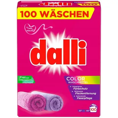 dalli Colorwaschpulver 6 kg, 100 Waschladungen, Frischer Duft, Parfümfreie Waschmittel für Color-, Fein- & Maschinenwäsche