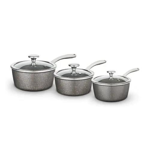 Tower Cerastone Pro Forged Aluminium 3 Piece Saucepan Set with Non-Stick Coating - Graphite