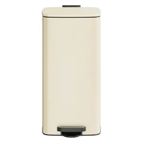 SONGMICSHOME  Trash Can, 8-Gallon Trash Bin, Stainless Steel Kitchen Garbage Can, Sand Beige