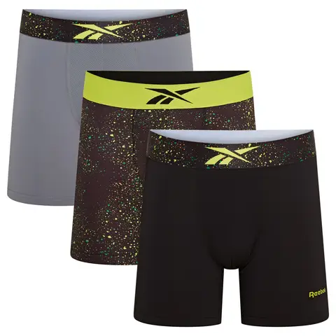 Reebok RBK sports trunks - BENJI-BLACK/ACID YELLOW PRINT/GREY - maat M