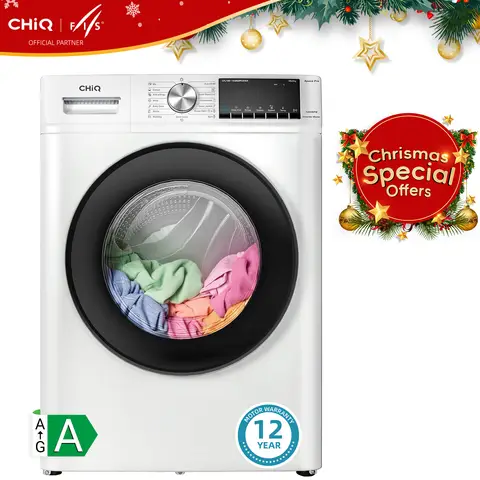 CHiQ Washing machine 10kg, BLDC Motor 1400 RPM, 15 Programmes Steam Wash, 1-Touch Smart & 15-Min Quick Wash, Slim Depth, Energy Class A, For Kitchen/ Home/ Apartment, White, CFL100-14586IM3XWA, 2025