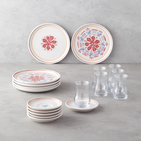 English Home Lily Keramik-Kuchenset 18-teilig, für 6 Personen, farbig