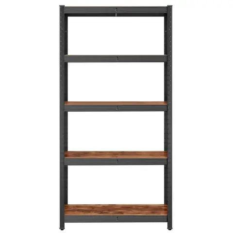 SONGMICSHOME  5-Tier Shelving Unit, Steel Shelving Unit for Storage, Load Capacity 650 kg, 30 x 75 x 150 cm, Brown and Black