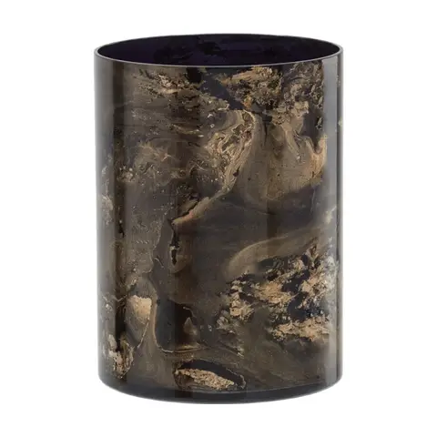 Premier Housewares Gaia kleiner Kerzengeständer in Schwarz-Gold-Marmoroptik