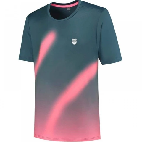 Kswiss Hypercourt Print Crew 5 Petrol Green T-Shirt Roze L