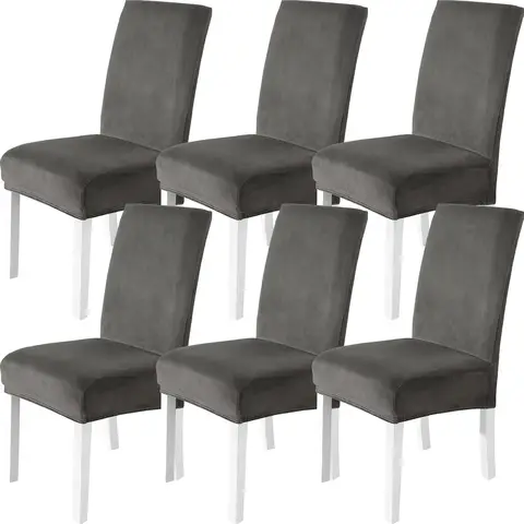 YSTYLE Dining Chair Covers Seat, Chair Slipcover for Dining Room, 6 Pieces, YHR, Grey