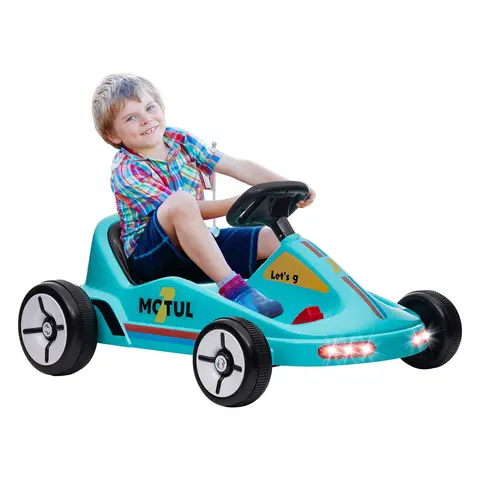 AIYAPLAY Electric Go Kart, 6V Battery Powered Kids Go Kart with Music, Light, Horn, Kids, Ride on Car for 3-5 Years Blue