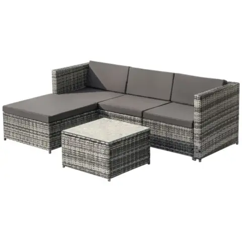 Garden Corner Sofa rattan Garden Furniture Patio Set Garden Entertaining Set Garden Rattan Furniture Lounge Set,Grey 