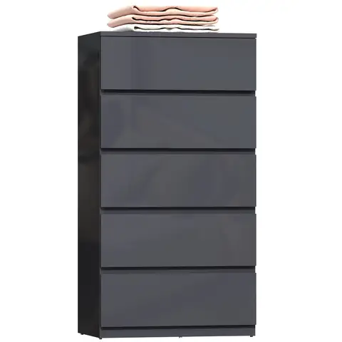 HOMCOM Chest of Drawers, Modern 4 Drawer Dresser with Soft Closing Mechanism for Bedroom Grey 55W x 34D x 100H cm