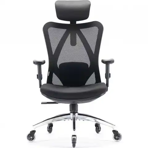 Sihoo M18 Office Chair Ergonomic Desk Chair, Breathable Mesh Design High Back Computer Chair, Adjustable Headrest and Lumbar Support, Upgraded to Rollerblade Wheels (Black)