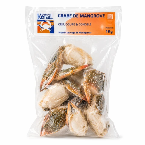 SEAFOOD KORAIL Crabe cru coupé congelé de Madagascar (Taille M)