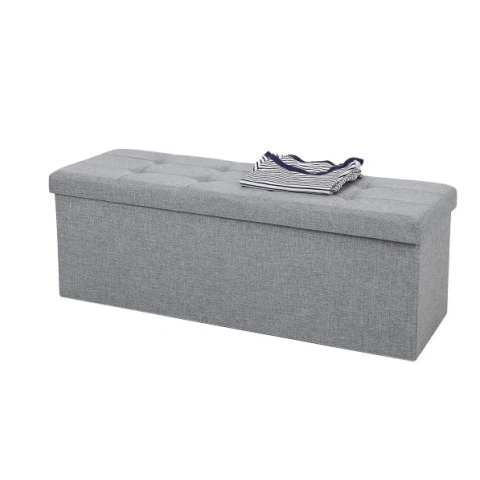 SONGMICS Sofa mit Stauraum, 120 L, 110 x 38 x 38 cm, Imitations-Leinen, hellgrau