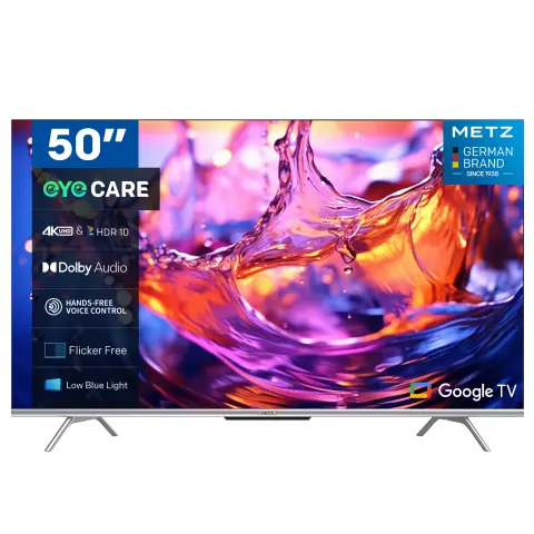 Metz Smart TV 50 pouces 4K UHD, MUD7000Z Google TV, HDR10 & HLG, Dolby Audio & DTS Studio Sound, Chromecast, Commande vocale, Google Assistant, DVB-T/-T2/-C/-S/-S2/Analogique, CI+ Tuner