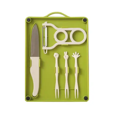COOKER KING Antibakterielles und schimmelresistentes Haushalts-Obstschneidebrett Schneidebrett Haushalts-Obstmesser-Schneidebrett-Set Easy Stock-Schneidebrett-Set