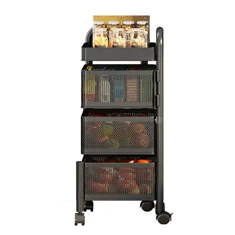 Maxcook Étagères de cuisine Chariot de sol Étagère de rangement rotative Étagère de rangement Étagères d'armoire à quatre niveaux MCZW0126