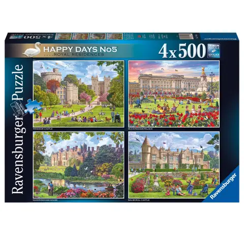 Ravensburger Happy Days No 5, Royal Residences 4x 500 Piece Jigsaw Puzzles