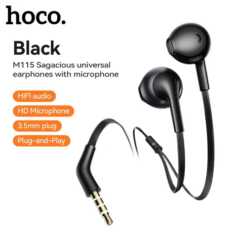 M115 Sagacious Universal Earphones with Microphone - Black