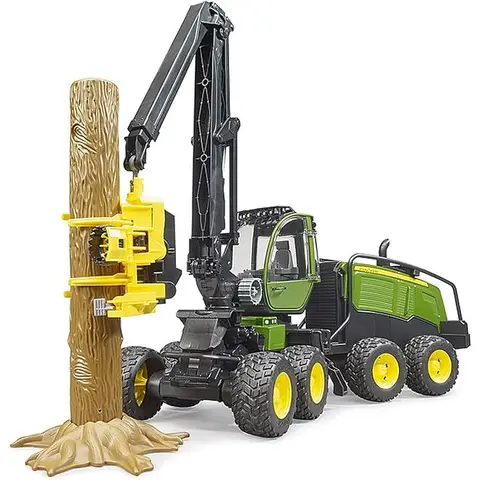 bruder 02135 - John Deere 1270G Harvester mit 1 Baumstamm - 1:16 Fahrzeug, Landwirtschaft, Forstwirtschaft, Forstarbeit, Traktor, Holztransporter, Spielzeug