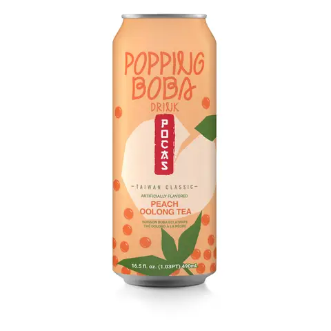 POCAS Sweet Popping Boba Peach Oolong Tea Drink 490ml