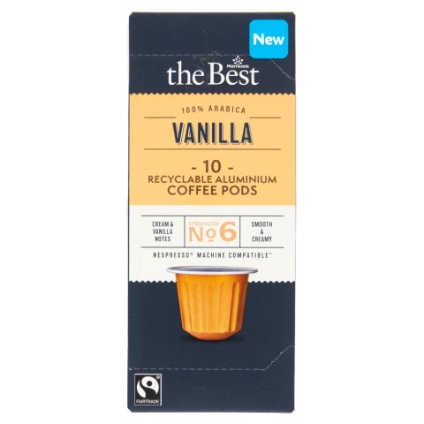Morrisons The Best Fairtrade Vanilla Flavour Coffee Pods 10Pk 52G