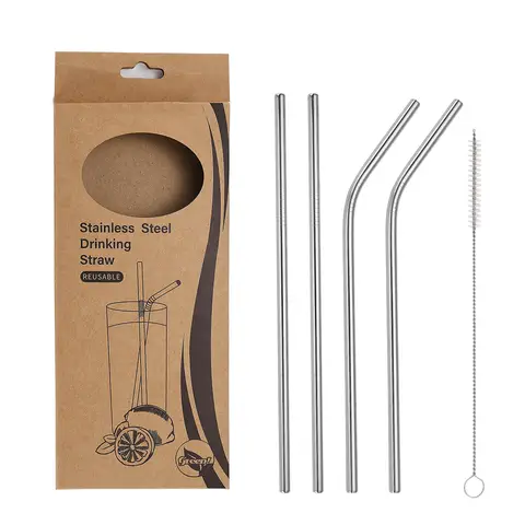 Huacan outdoor Stainless Steel Straw Set Coffee Beverage Gift Set 5-piece Set