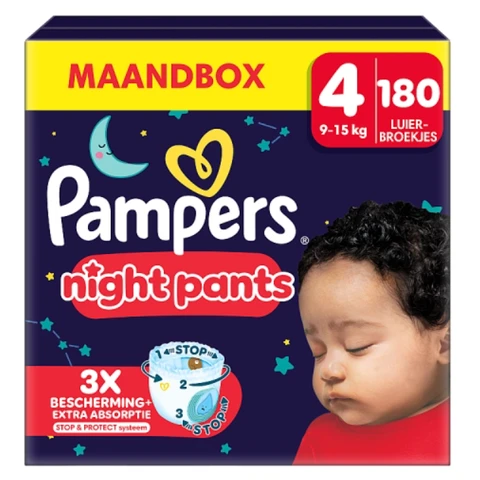 Pampers Baby-Dry Nachtbroekjes Maat 4 – 180 Luierbroekjes (Voordeelverpakking)
