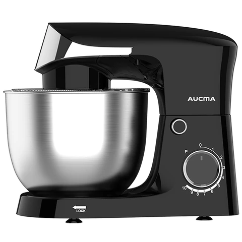 AUCMA staande mixer, 5 liter, 10 snelheidsinstellingen, kantelbare kop, 3-in-1 staande mixer met mengkom, deeghaak, garde en menghaak, mixer voor bakken, taart, brood, pizza, gebak, pasta en de meeste huishoudelijke koks, 400W pure copper AC-motor, (5 liter, zwart)