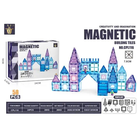 XINQIYUAN Bildungstoys magnetic tiles magnetspielzeug magnetkugeln kinder 7,5 cm Diamant-Magnetische Bausteine-Set, 58 Stück