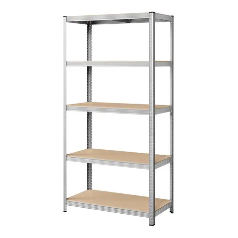 SONGMICSHOME  5-Tier Shelving Unit, Steel Shelving Unit for Storage, Tool-Free Assembly, for Garage, Shed, Load Capacity 600 kg, 50 x 100 x 200 cm, Silver
