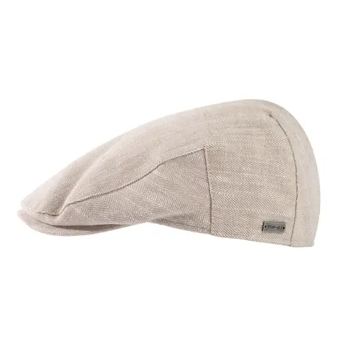 TOP-EX Mens Linen Blend Flat Cap Summer Cooling Newsboy Hats Cotton Lining M/L Beige Herringbone
