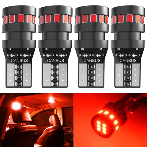 OUSHI W5W LED Bulb, Canbus Error Free T10 501 194 168 2825 12V Replacement Bulbs for Car Interior Dome Map Door Courtesy License Plate Lights, Brilliant Red(Pack of 4)