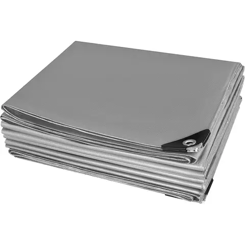 Woltu Plane 4x5 m wasserdicht, 280 g/m² PE Schutzplane Gewebeplane mit Ösen, UV-stabil reißfeste LKW-Plane, Mehrzweckabdeckung für Gartenmöbel Holz Pool Trampolin Auto, grau-grün