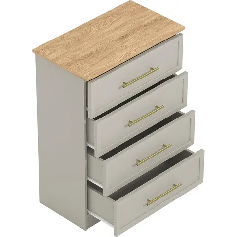 Galano Cleverton 4-Drawer Chest – Storage Cabinet & Closet Organizer for Bedroom, Hallway & Entryway (Light Grey/Oak)