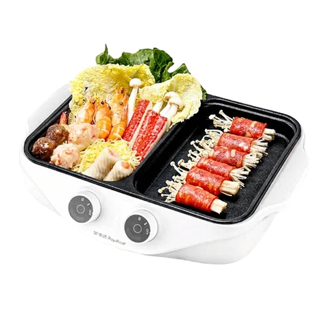 Royalstar Multi-Function Electric Cooker with Frying Pan 800ml Cooking Pot+200ml Pan Dual-Tray